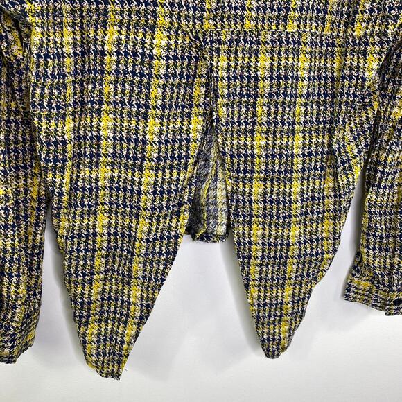 Sans Souci Blue Yellow Houndstooth Button Front Shirt Women's Size Medium M - Picture 6 of 7